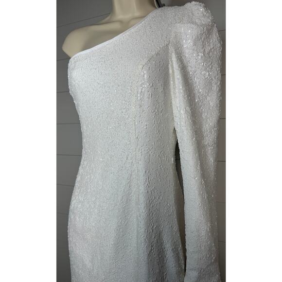 NWT Bardot x David's Bridal One Shoulder Sequin Mini Dress - Size M / 8 - Picture 3 of 13